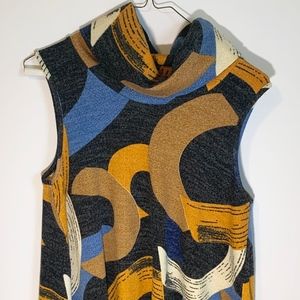 Aryeh Mod Geo Print Sleeveless Turtleneck Midi